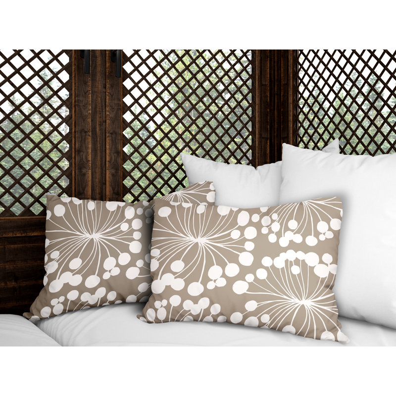 Polyester / Mélange de polyester Housse de coussin rectangulaire intérieure / extérieure lombaire et insert, Beige