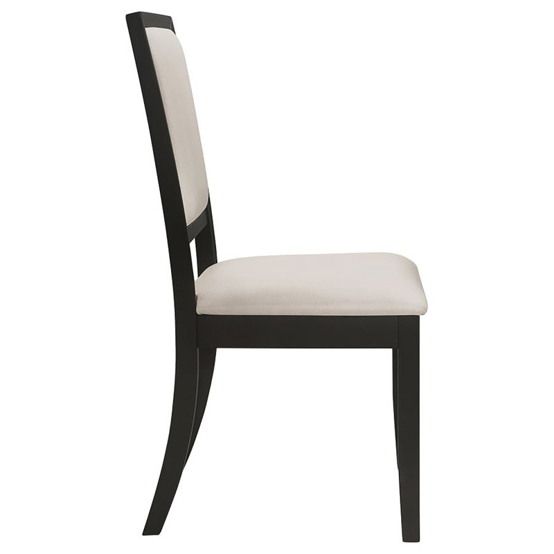 Élégantes chaises d'appoint rembourrées (ensemble de 2) avec coussins en chenille crème et finition noire patinée pour le confort et le style