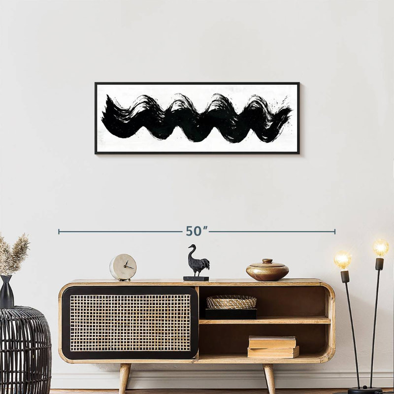 Whitson Waves, 37 po x 13 po, Cadre flottant noir