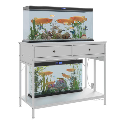40-50 gal Aquarium Stand with Power Outlet, 39.4 in x19 in Metal Frame Fish Tank Stand with Storage Drawers,  Adjustable Height, 660 LBS Capacity