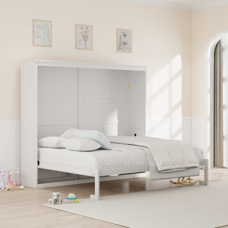Lit escamotable à armoire murale de style commode, peu encombrant, sans sommier tapissier, Grand, Blanc