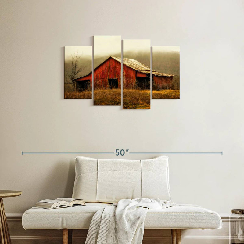 Skylight Barn dans le brouillard, H 22 po x l 36 po