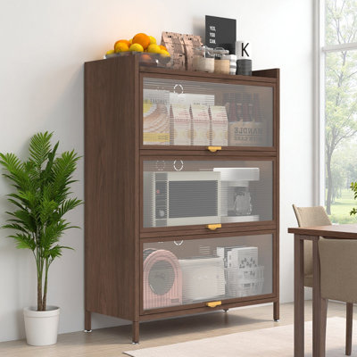 3-Tiers Steel Display Cabinet With Flip Doors by Ebern Designs