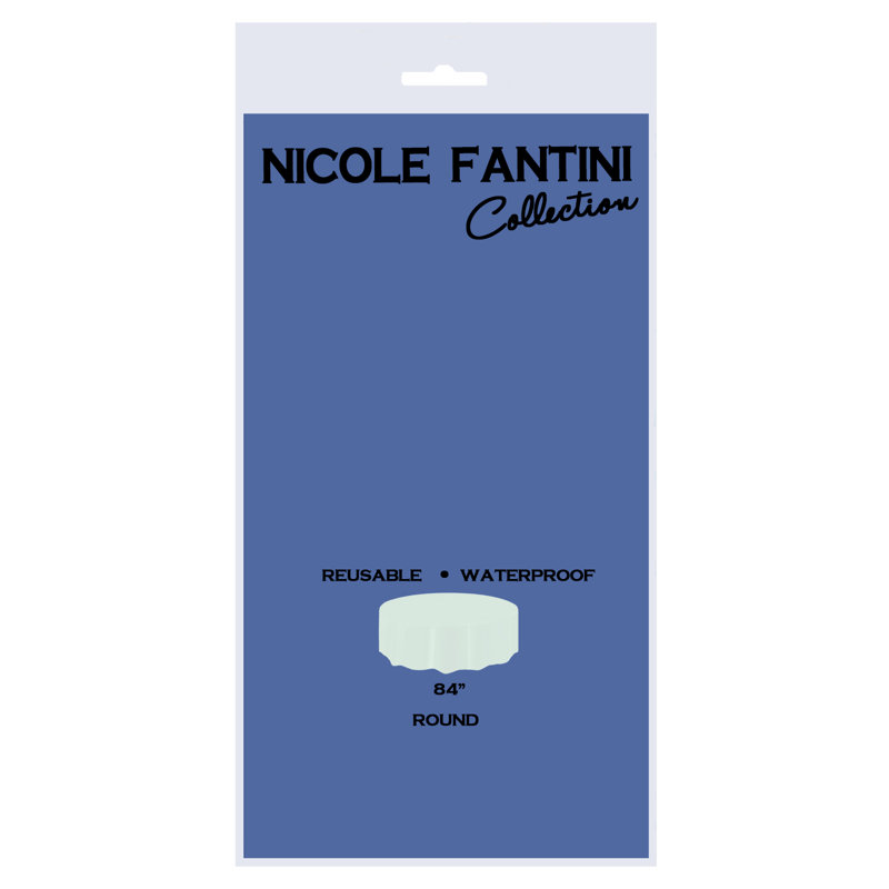 Nicole Fantini Plastic Disposable Round Tablecloth 84", Blue