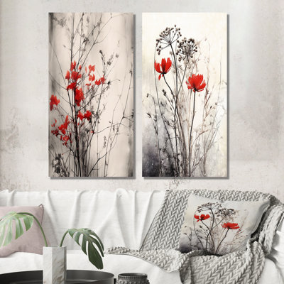 2 pièces sur toile - Red Gray Herb Garden
