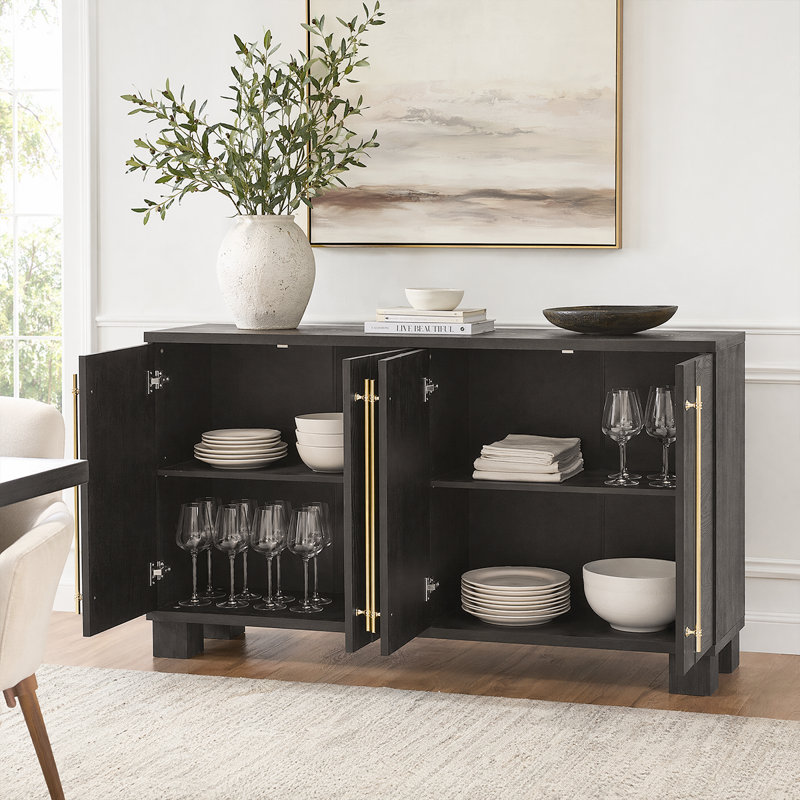 Traditional Wooden Buffet Cabinet With Spacious Storage – Dining Room Sideboard With Modern Touch, Brown
