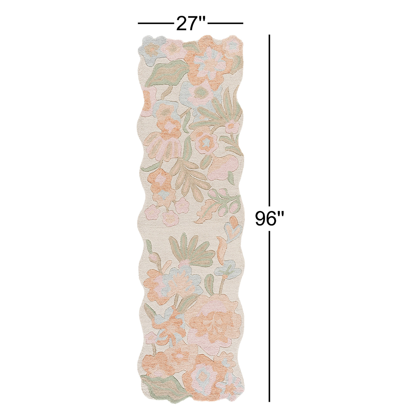 Hand-Tufted Wool Floral Rug, Runner 2'3" x 8'