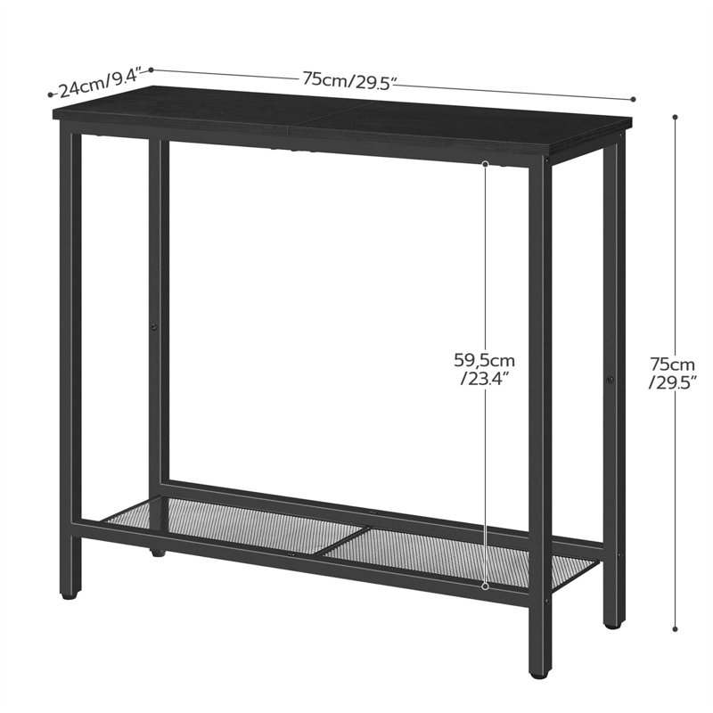 Canapé console avec tablette 29,5 po Mizpah, Noir