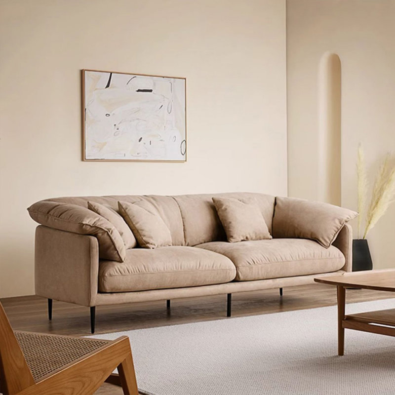 Causeuse-coussin modulaire en polyester kaki, 34,65 po H x 86,61 po L x 37,4 po P, Kaki