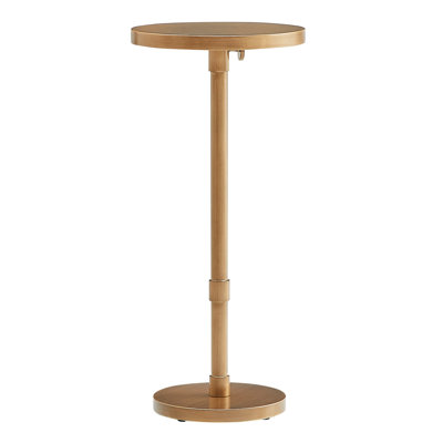 Table d'appoint à hauteur réglable en laiton antique avec plateau rond et base à piédestal, assemblage sans tracas, table de 22,25 po et 30 po