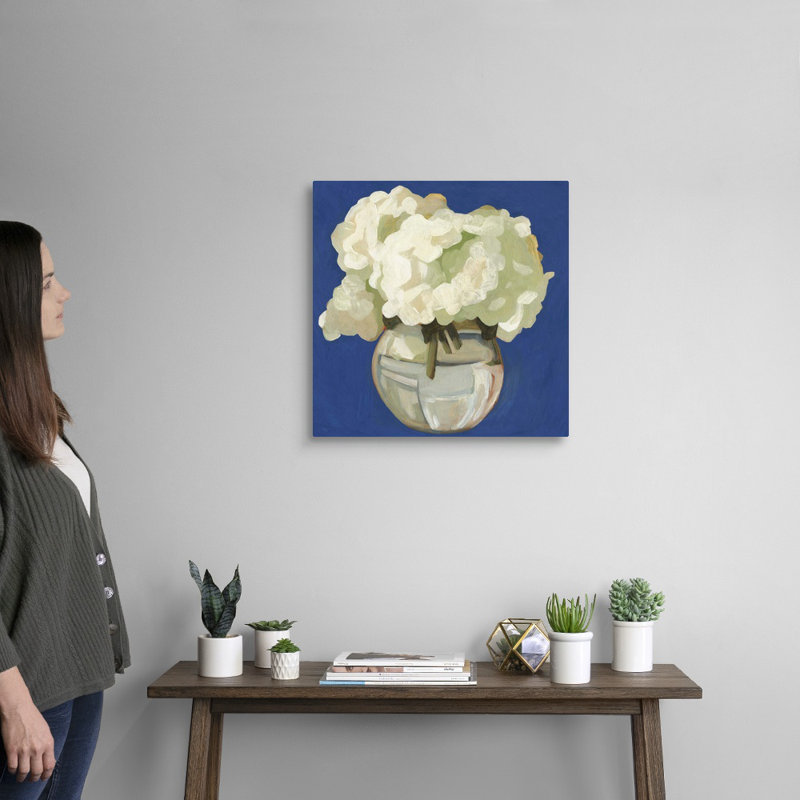 Art sur toile, Hortensias blancs I, Toile tendue, H 20 po x l 20 po x P 1,25 po