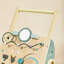 Trotteur en bois pour bébé avec centre d'activités, vitesse réglable, xylophone, trieur de formes et rangement pour jouets pour tout-petits