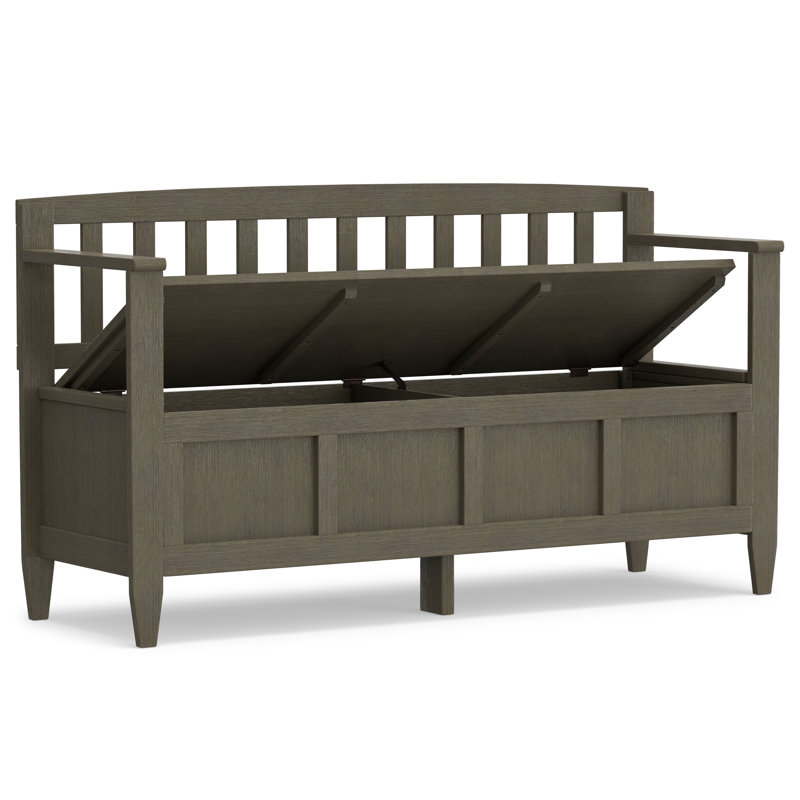 Brooklyn 48"W Solid Wood Contemporary Entryway Storage Bench with Lift-Up Lid, Farmhouse Gray