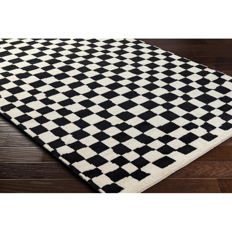 Damier Wool Patchwork Area Rug, Rectangle 10' x 14'