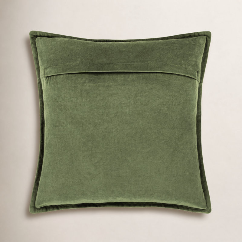 Oreiller 100% coton Edgar Square, Vert foncé, Polyester/ bourre en polyester, H 20 po x l 20 po
