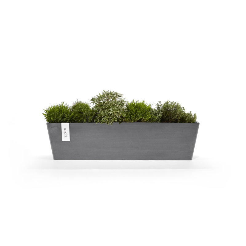 Pot Planter, Gray, 8" H x 32" W x 7.75" D