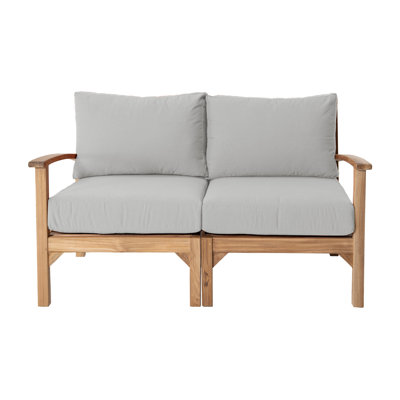 Causeuse d'extérieur 60 po en teck avec coussins Sunbrella Huntington
