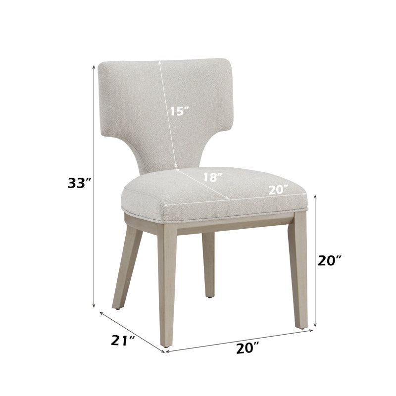 Chaise d'appoint en lin et champagne (2) - gris, siège d'une largeur de 20 po, profondeur de 18 po, hauteur, conception sans accoudoirs, plancher de 14 po avec dossier de 15 po, capacité de poids de 220 lb par siège, pieds en bois massif, plateau de table en pierre d'ingénierie,