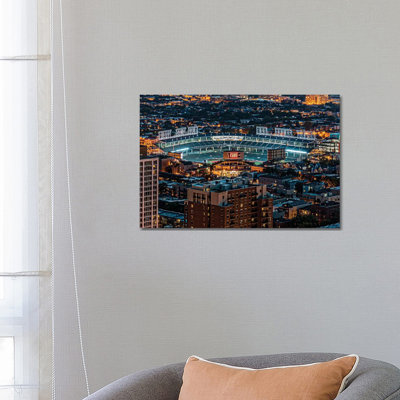 Wrigley Field, Park Place Towers, Nighttime 1 Piece Wrapped Canvas Wall Art