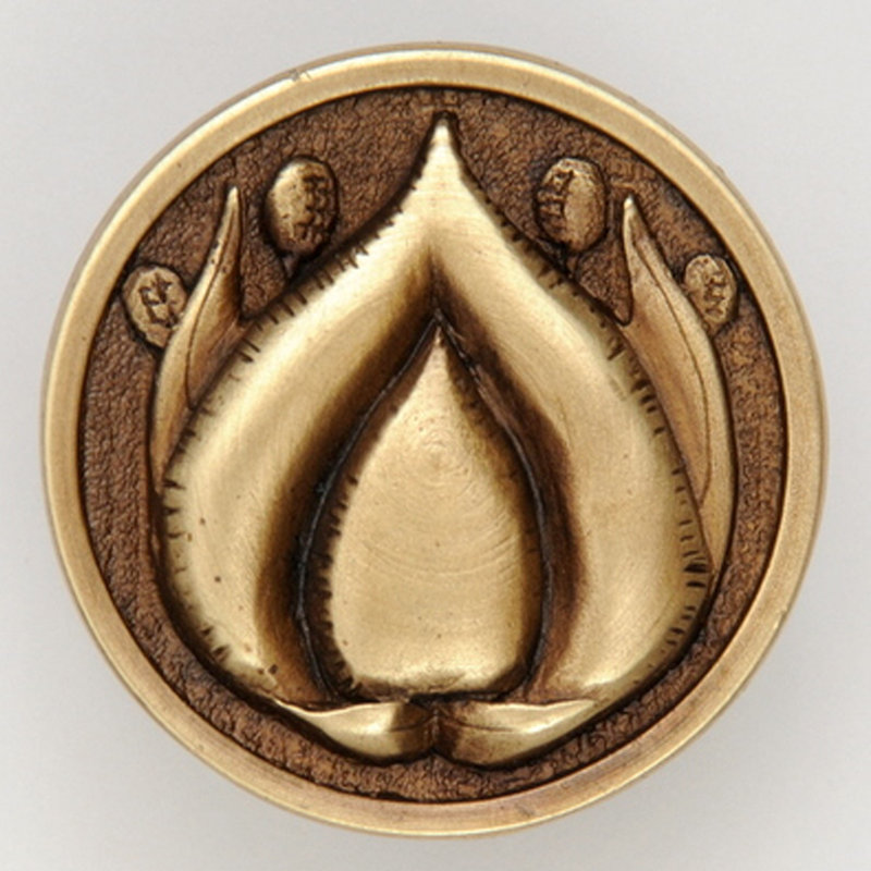 Hope Blossom Mushroom Knob, Antique Brass