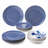 Indigo Bloom Blue & White Bone Porcelain Dinnerware Set (14-Piece Service for 4)