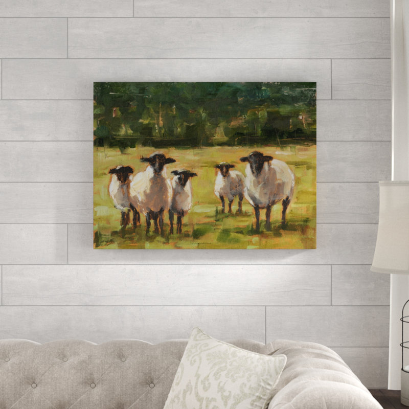 « brebis family i », peinture sur toile tendue, H 18 po x l 24 po x P 2 po