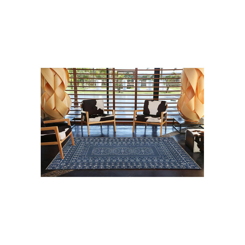 Tapis décoratif lavable bleu, Tapis de couloir 2 pi 6 po x 9 pi 10 po inclus