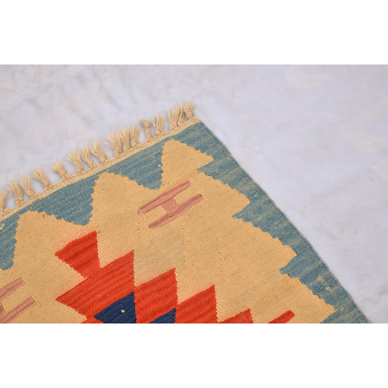 Tapis de zone one-of-kind à la main brun/rouge/bleu 1 pi 11 po x 2 pi 9 po noué la