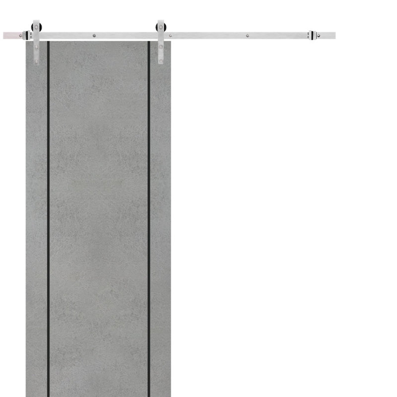 Panelled Wood Finish Barn Door, 18" x 84"