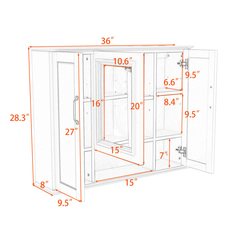 Armoire de salle de bain élégante avec grand rangement, tablettes réglables et espace de rangement ouvert, Blanc