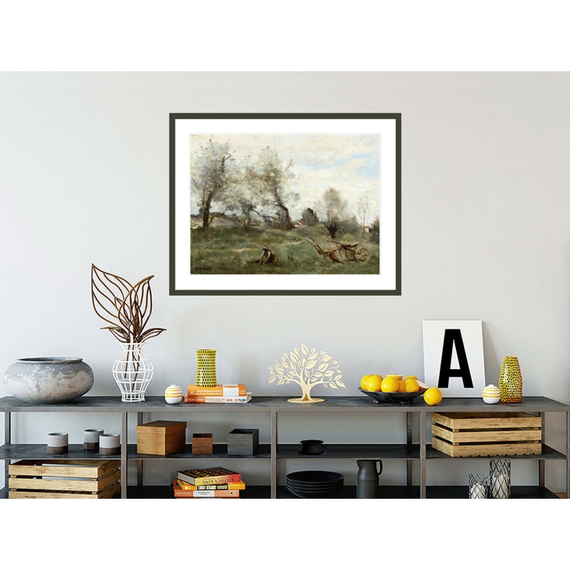 La Charrue par Jean-Baptiste-Camille Corot, H 32,6 po x l 41,5 po