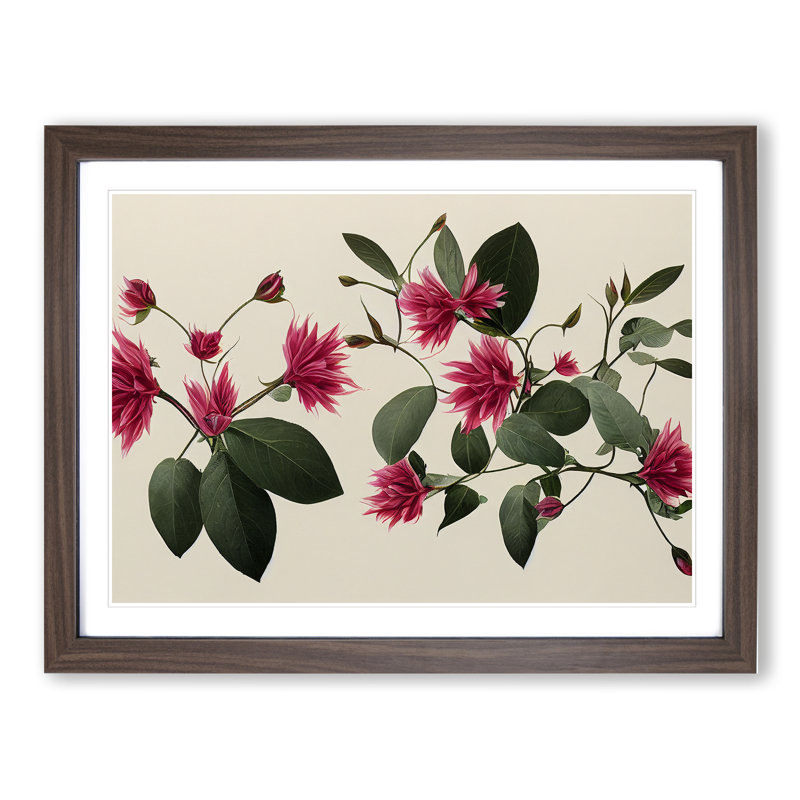 Serene Flowers - Framed Print, 46cm H x 64cm W x 2cm D, Walnut