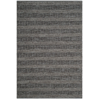 Tapis ivoire / gris foncé en coton tissé à plat à la main Dryden