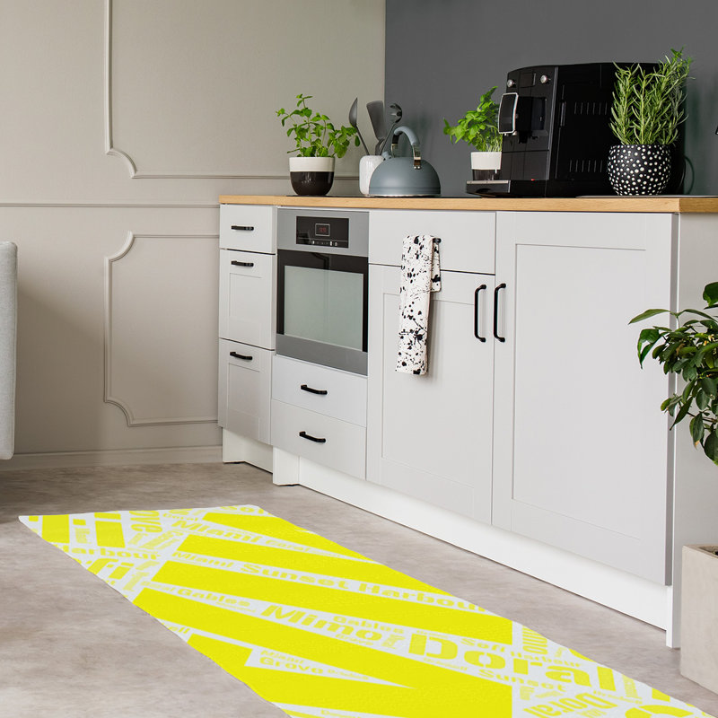 Tapis jaune poils longs à tissage plat, Tapis de couloir 2,5 pi x 8 pi
