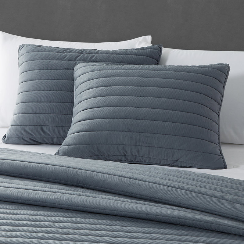 Ensemble de courtepointe en microfibre Valletta, Courtepointe grand + 2 couvre-oreillers standard, Bleu