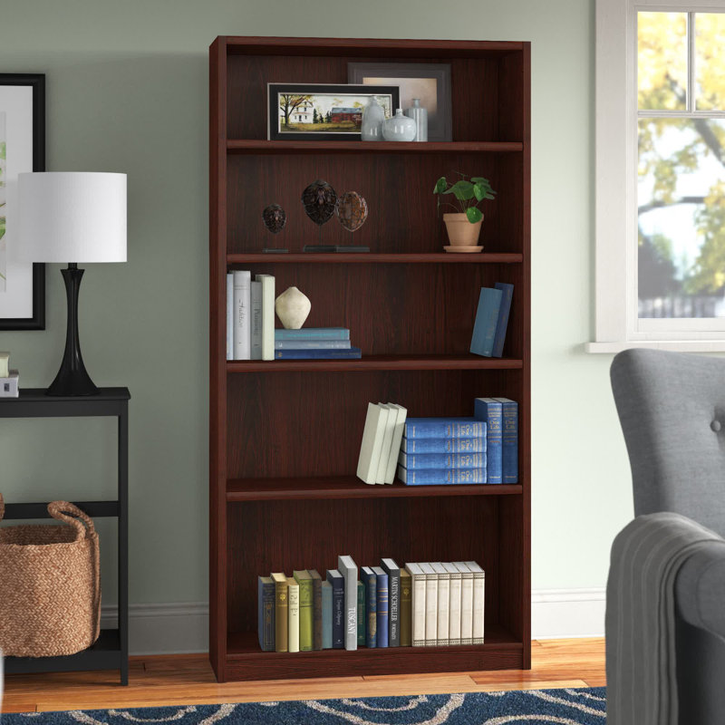 Doyno Tall 5 Shelf Bookcase, Storage and Display Bookshelf for Home Office and Living Room, Vogue Cherry