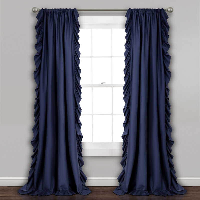 Paire de rideaux semi-transparents Reyna, Bleu marine, L 54 po x L 84 po