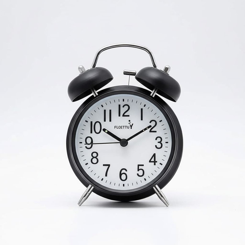 Metal Electric Alarm Tabletop Clock, Black