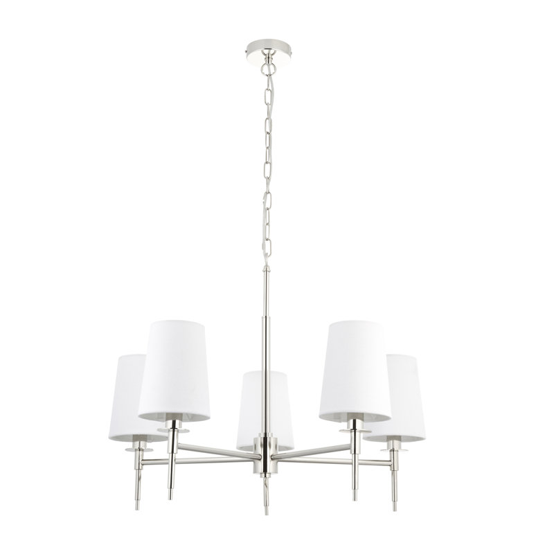 Devi 5 - Light Shaded Chandelier, Bright Nickel