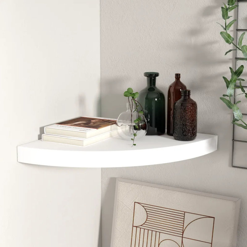 Arsi Corner Shelf, White, 3.8cm H x 35cm W x 35cm D