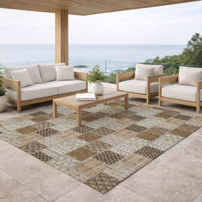 Machine Washable Indoor/Outdoor Chantille ACN2923 Americana Rug, Chocolate, 5' x 7'6"