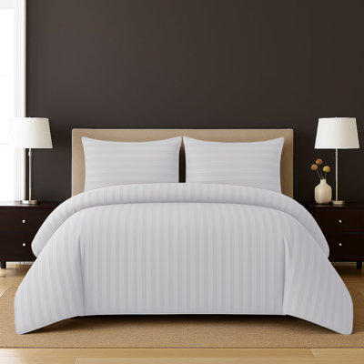 Haffa Microfiber Striped Duvet Cover Set with Pillowcases Included