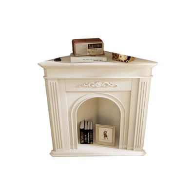 Beige Solid Wood Freestanding Fireplace