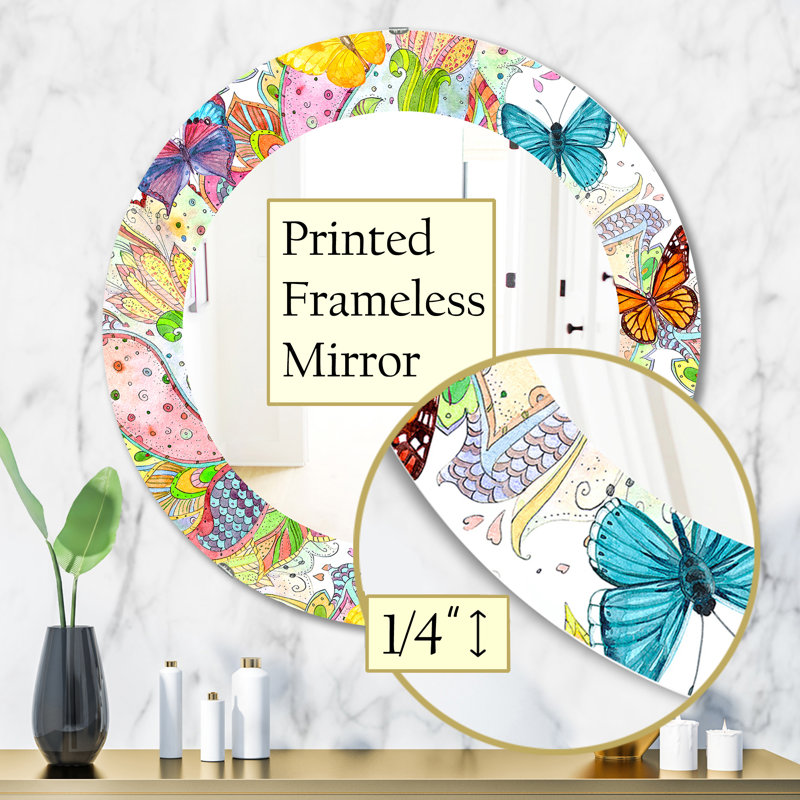 Miroir mural papillon et bohème éclectique, H 31,5 po x l po