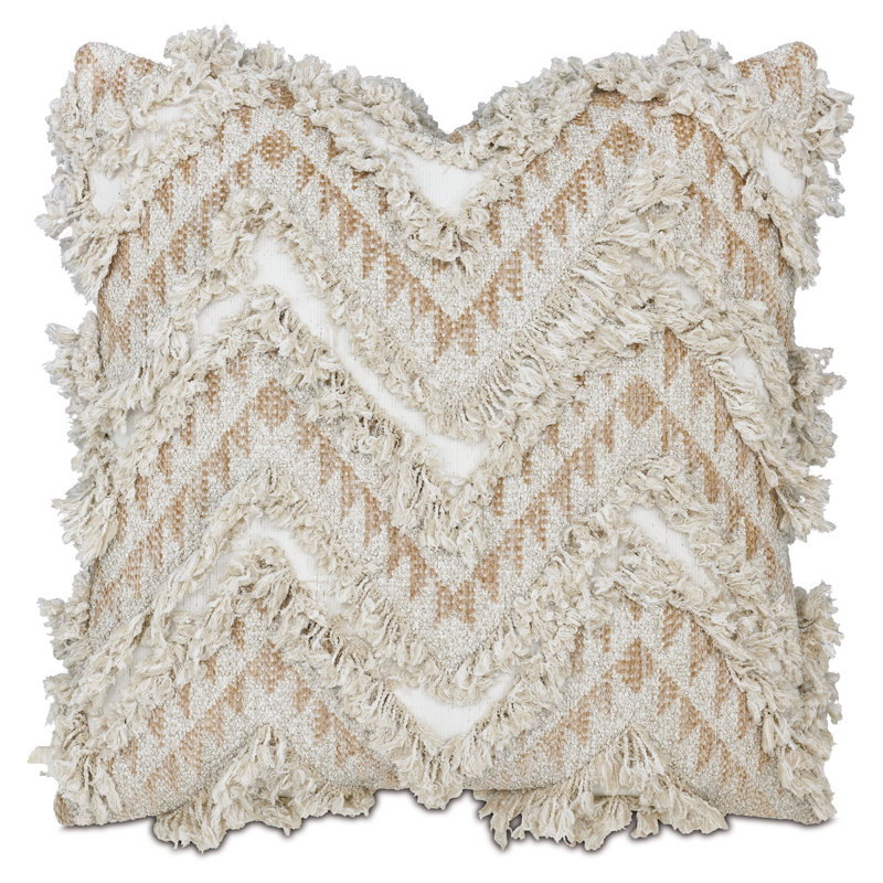 Coussin décoratif Ke sable tissé dans le sable, Beige, Carré 22 po