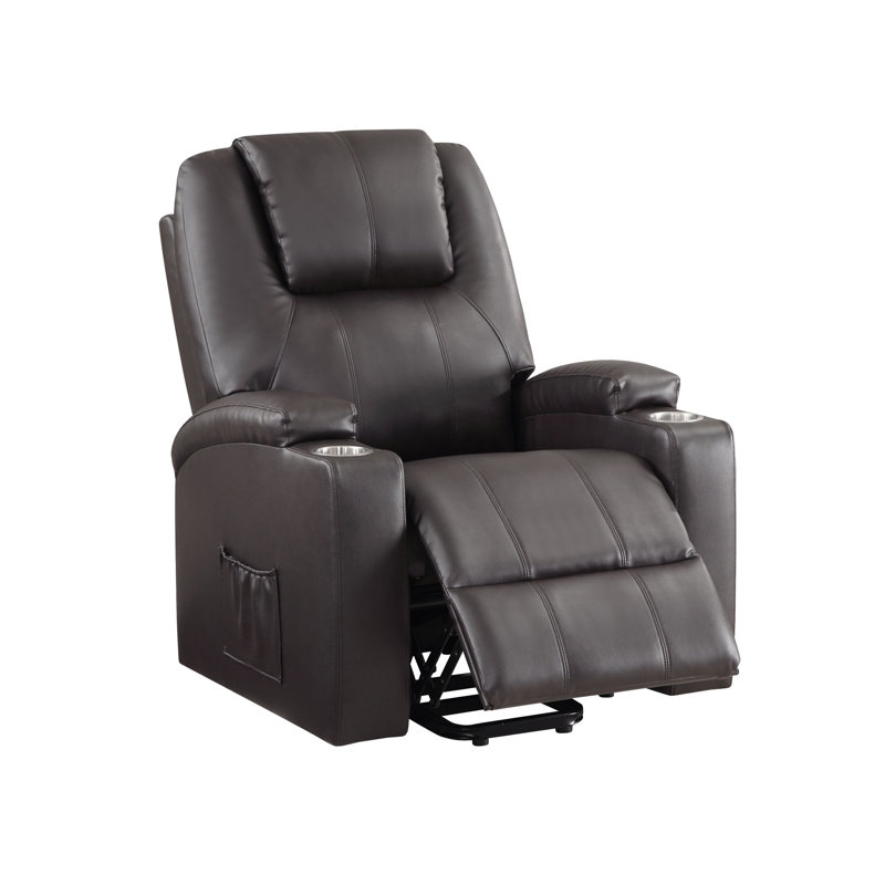 Fauteuil inclinable en cuir brun Aire avec lève-personne électrique et massage, Brown
