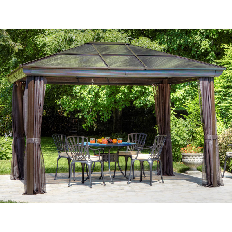 Venus - Gazebo 10x12 Toit de polycarbonate, Brun, 12 pi x 10 pi