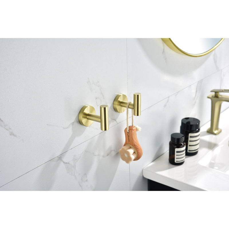 6 Piece Stainless Steel Bathroom Towel Rack Set Wall Mount, 2.04" H x 24" W x 3.14" D, Gold