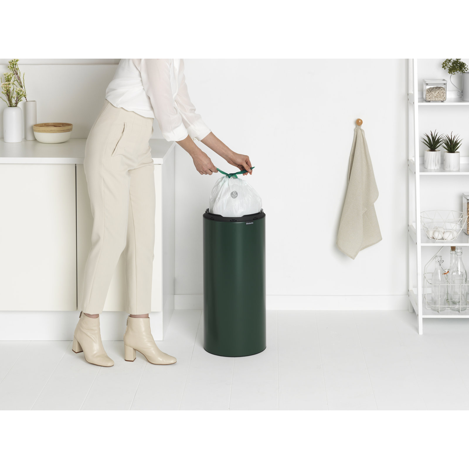 Brabantia 8 Gallon Touch Top Trash Can, Pine Green