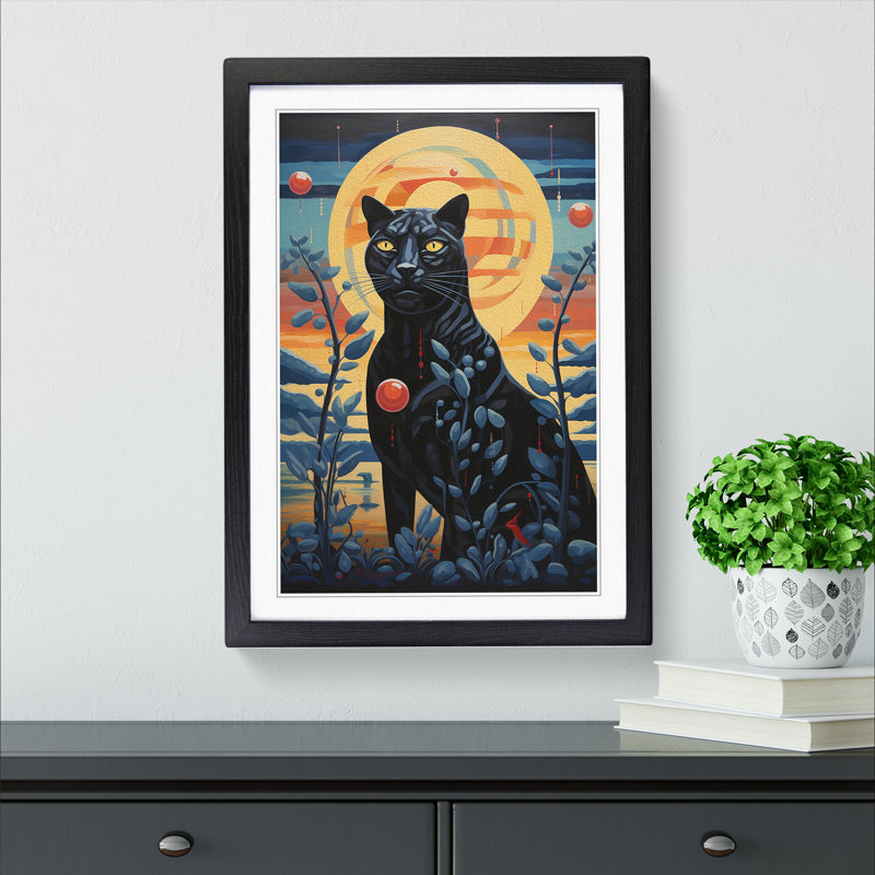 Panther Dadaism - Single Picture Frame Print on Wood, Black Framed, 64cm H x 46cm W x 2" D